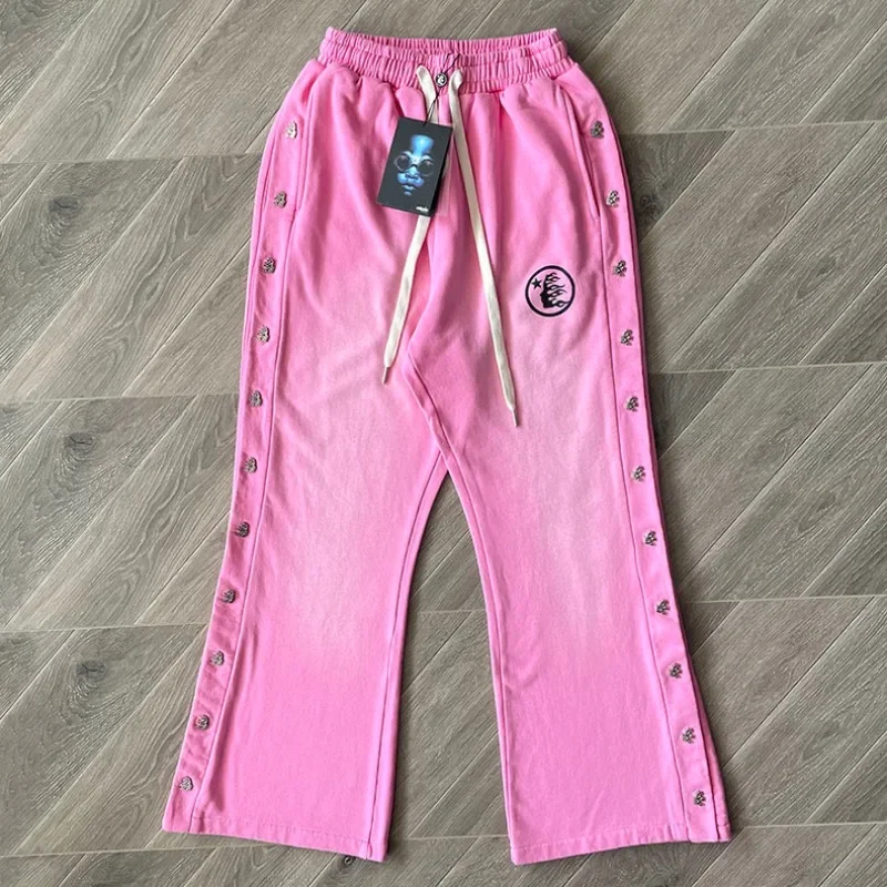 

Pink Washed Hellstar Pants 1:1 Best Quality Jogger Drawstring Pants Oversized Men Sweatpants