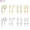High Quality 925 Sterling Silver Needle Metal Dagger Cross Pendant Hoop Earrings for Women Charm Sword Earring Vintage Jewelry 1