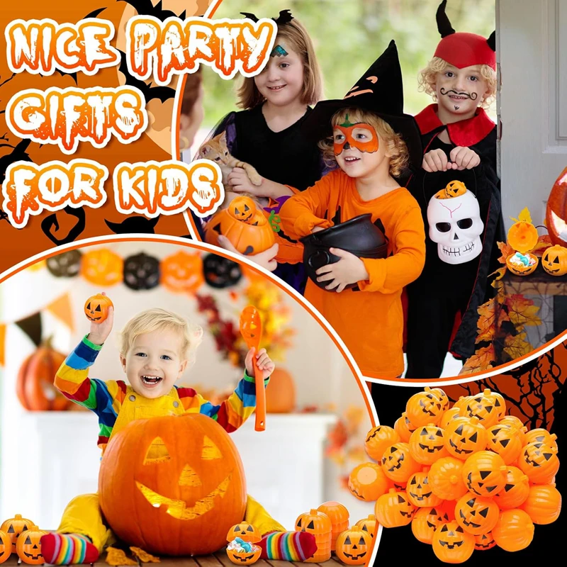 20/40Pcs Mini Halloween Pumpkin Box Plastic Candy Container Kids Trick or Treat Gift Favors Halloween Party Decoration Supplies