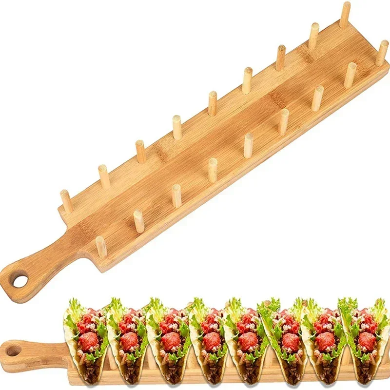 Bamboo Wooden Taco Holder Taco Display Stand Burrito Tortilla Plate Tray Food Holder Potato Chips Corn Roll Rack Burritos Rack,taco holder