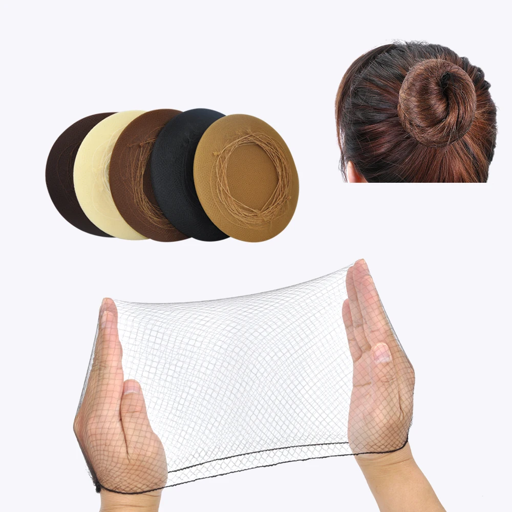 Hair Nets Hair Styling Tool Hair Styling Tools 144pcs/lot Dark Brown Elastic Edge Nylon Mesh Hairnets For Hair Styling Hair Bun Making Ballet Dancer Kitchen Food Serive