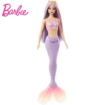 2025 New Original Mattel Barbie Mermaid Doll with Pink Hair Dolls for Girls Christmas Gifts Top Brand Toys for Children