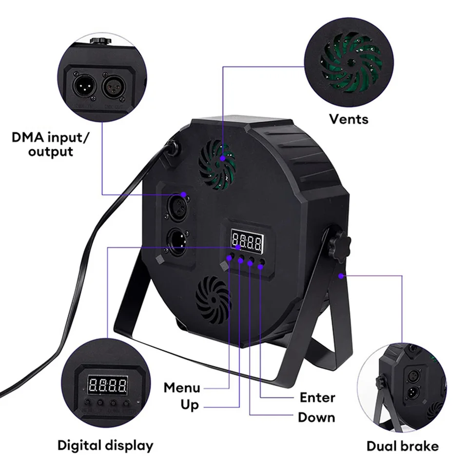 70W LED RGBWYP+CYAN Pin Spot Faretto Luce Di Palco Telecomando DJ - Foto 10