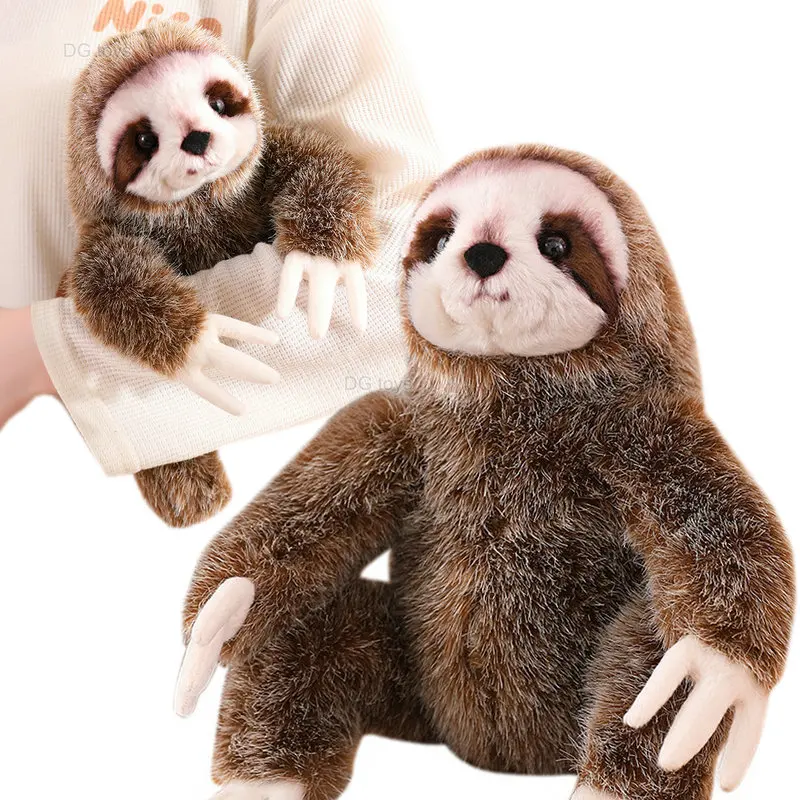 Super High Quality Kawaii Realistic Sloth Plush Stuffed Animal Toys Fluffy Hair Soft Plushie Three Toed Doll Boy Decor  Gifts