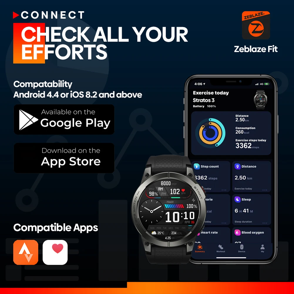 Zeblaze Stratos 3 Ʈ ġ AMOLED ÷  GPS  ȣȯ ȭ ȭ ɹڼ  Ʈġ