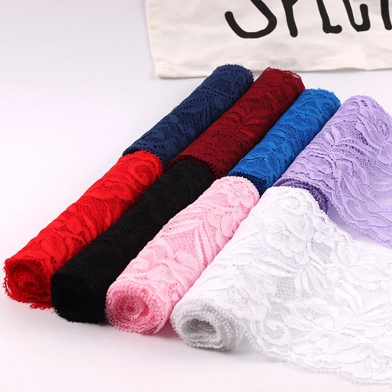Lace ribbon 15cm wide elastic stretchy floral for DIY apparel sewing