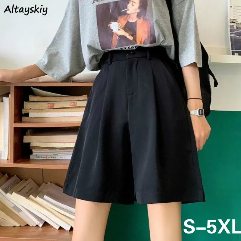 

Шорты женские летние однотонные прямые до колен, повседневные универсальные дышащие уличные брюки в стиле ольччан, 5XL