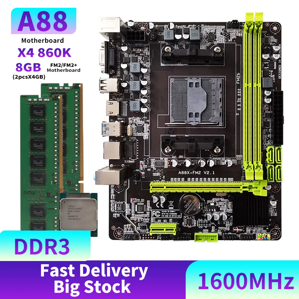 Set Scheda Madre Tfdp A88 Con Processore Athlon X4 860K 8Gb Ddr3 Amd Memory Placa Mae Fm2 Fm2 + A88X Combo Scheda Madre