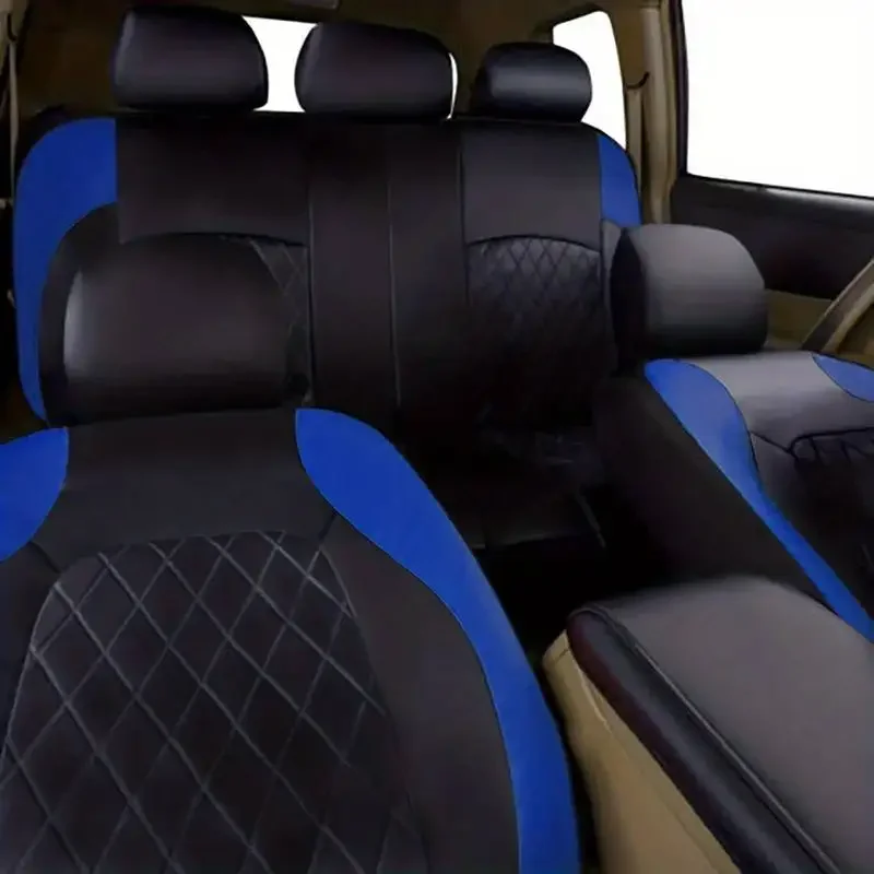 PU-Leder-Autositzbezüge, Airbag-kompatibles Auto-Innenzubehör vorne/hinten/vollständiges Set, Abdeckungskissen, universell passend für die meisten – Detail 9