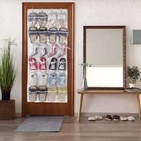 24 Pockets Over the Door Shoe Organizer Large Mesh Pockets Transparent Fabric Shoe Rack Storage Bag For Bedroom 2