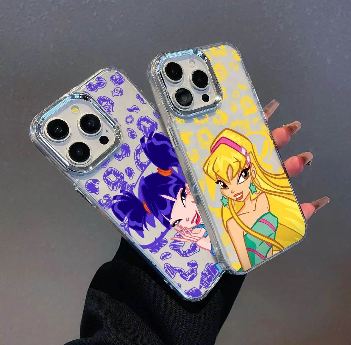 Fashionable Transparent Phone Case with Lovely Ins W-winxs Clubs Design