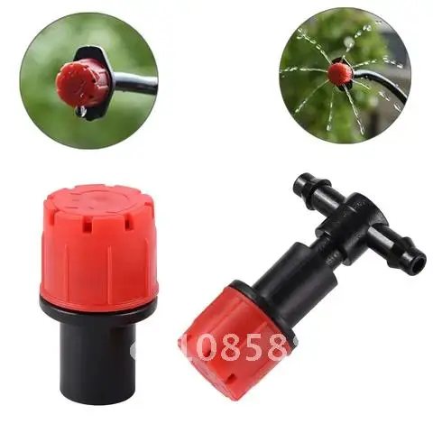 

5 Pieces Adjustable Red Dripper 6mm 8 Hole Micro Drip Irrigation Emitter for Garden Potted Bonsai Plants Watering