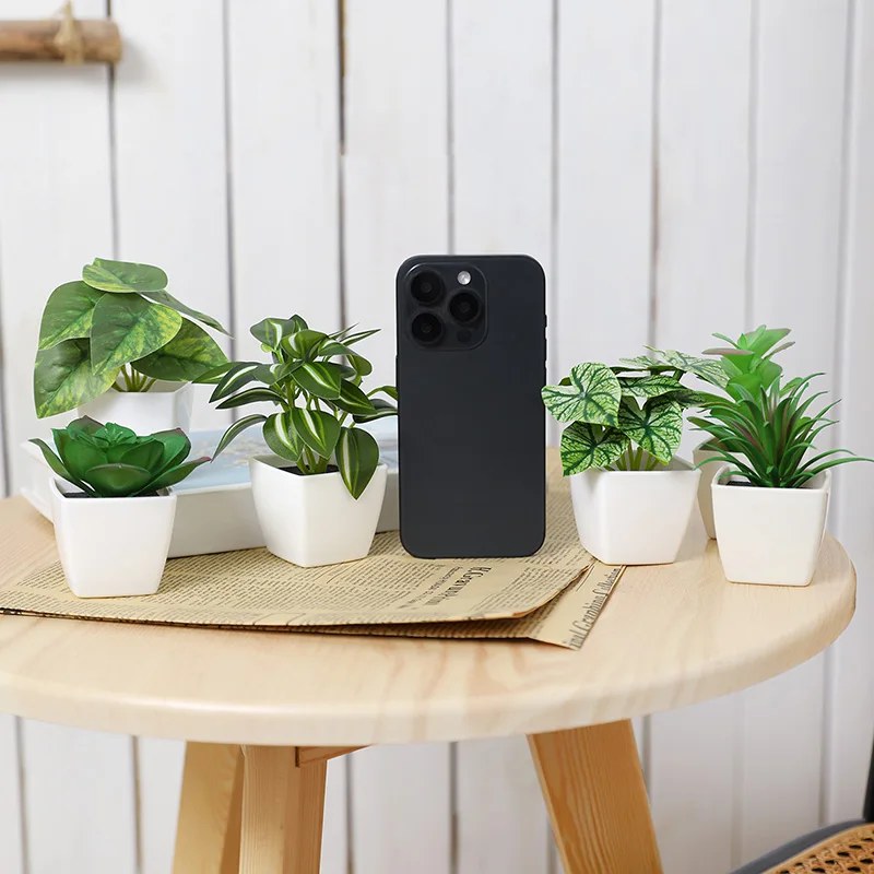 6PCS Artificial Evergreen Plant Bonsai, Suitable For Home, Restaurant, Office, Desktop, And Window Sill Decoration 2