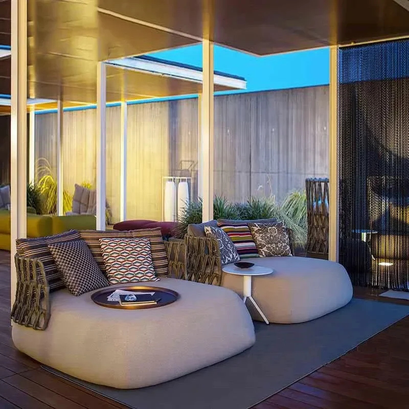 

Rattan Sofa Combination Outdoor Courtyard Double Outdoor Villa Rattan Chair Waterproof and Sun Protection Sofa Furniture