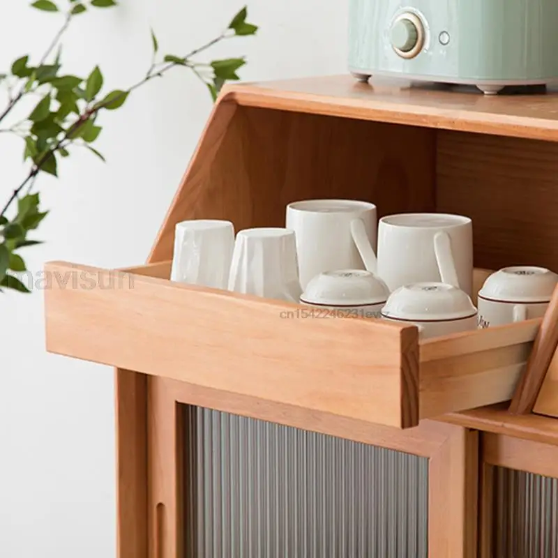 Nordic Solid Wood Sidewall Modern Minimalist Wine Cabinet Wall Shelf Cupboard Narrow Storage Cabinet Kitchen Furniture
