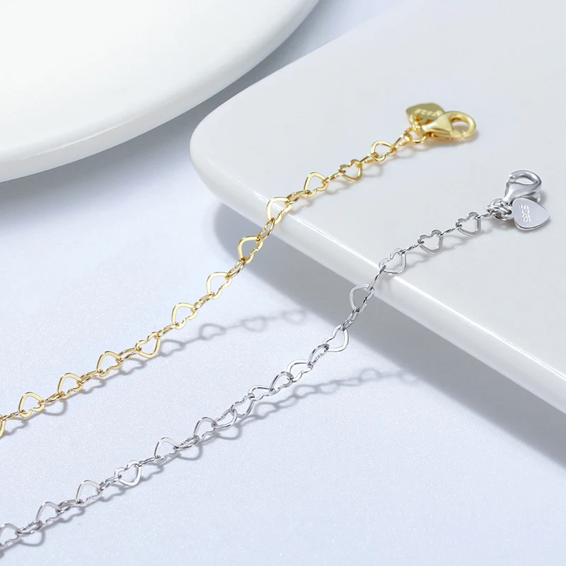 KISS MANDY 패션  3.5mm 롤로 하트 링크 체인 Anklet 조정 가능한 여자 여자 체인 Anklets 쥬얼리 SA10