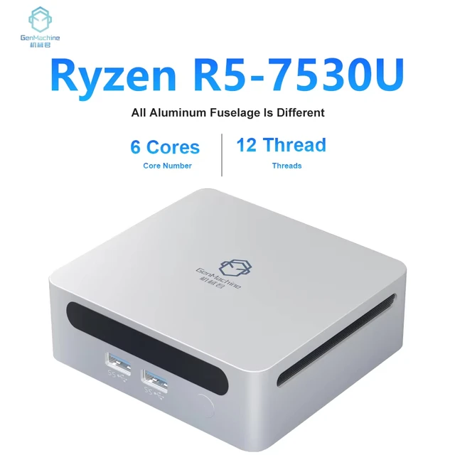 GenMachine Ryzen5 7530U nouveau MINI PC Windows 10/11 Pro DDR4 3200MHz NVME 2.0 16G/512G WIFI6 RTL8852 BT5.2 pc gamer bricolage jeu pc 2