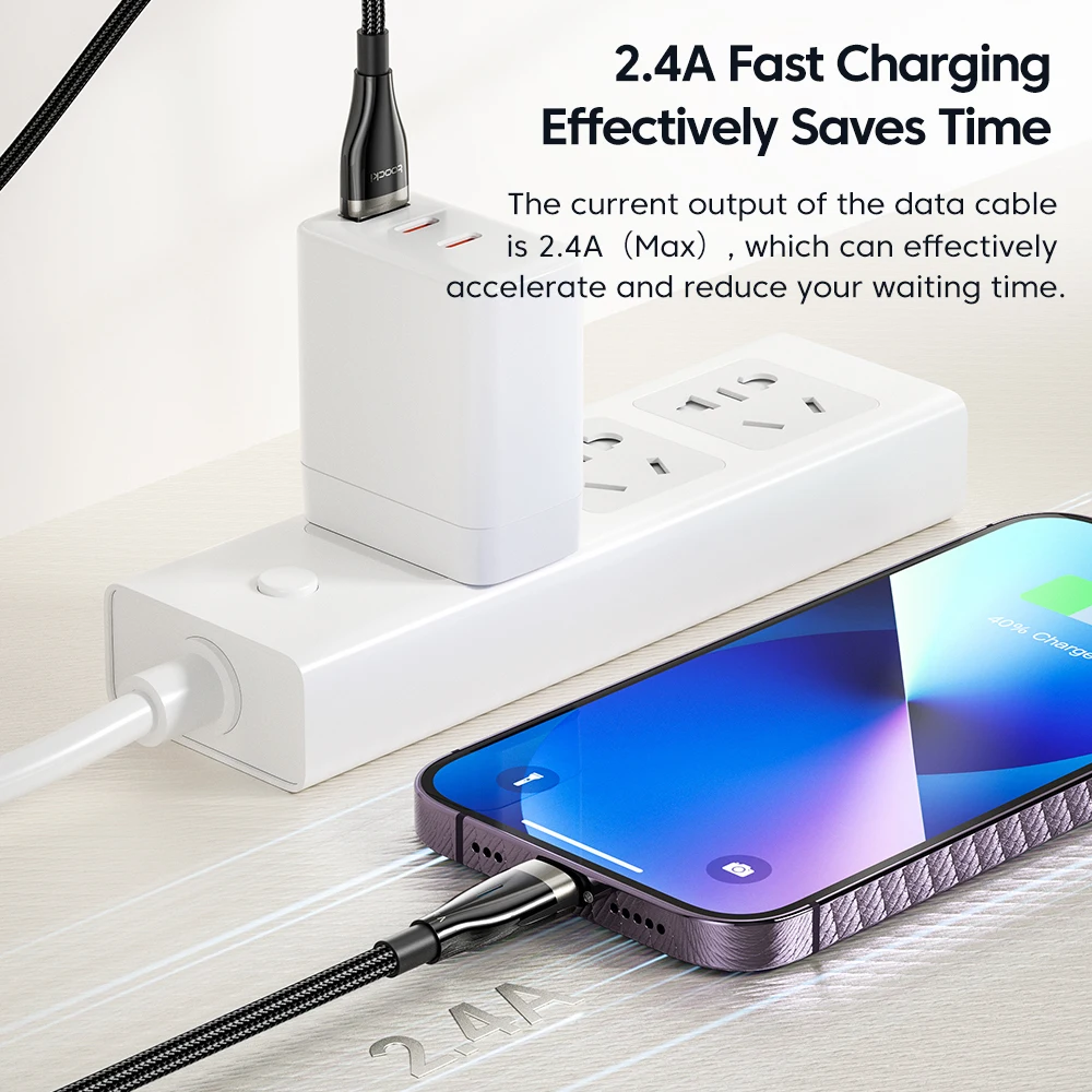 투키 3개입 2.4A USB to iP 포트 케이블 고속 충전 LED 라이트 데이터 케이블 아이폰 14 13 12 11 Pro Max Plus X XR 아이패드 에어팟용