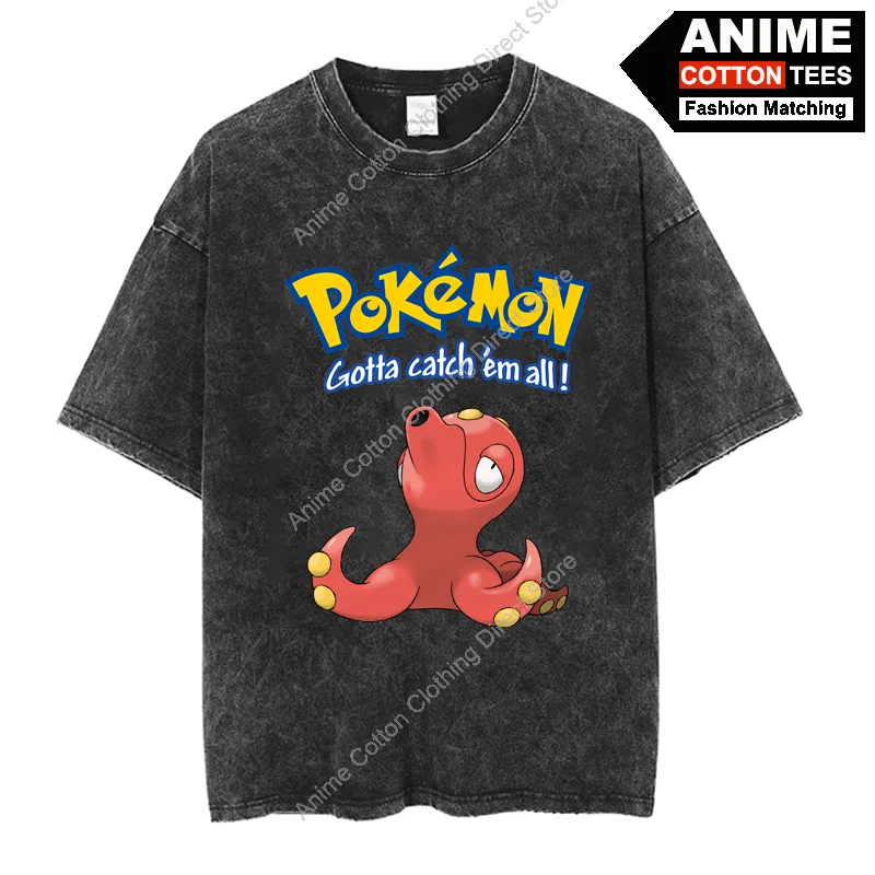 

Pokemon Octillery T Shirt Cartoon Anime Cute Elf Print Clothes Y2k Harajuku Casual Unisex Oversized Loose T-shirt Cotton Tees