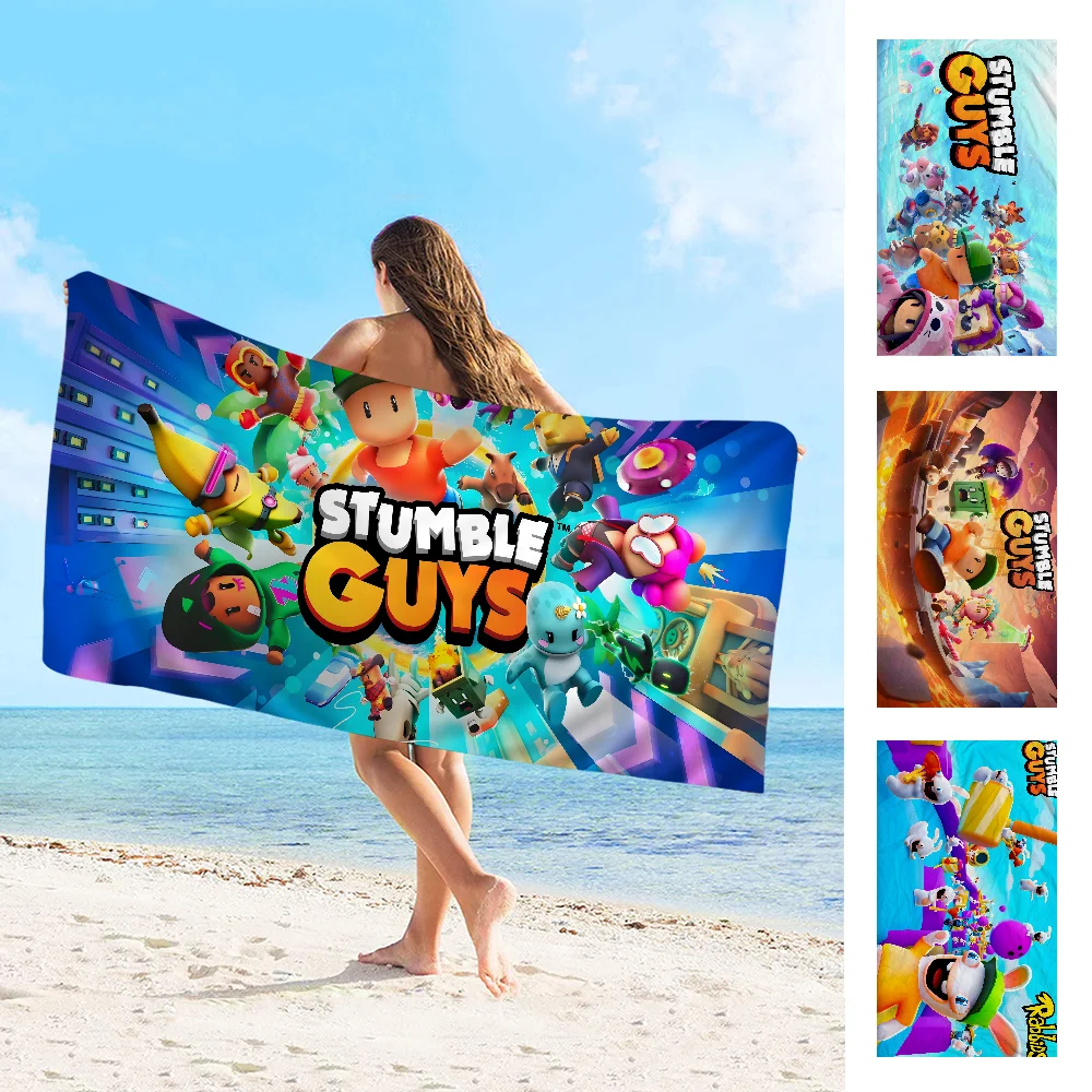 Game Cartoon Stumble-guys Bath Towel Microfiber Soft Water Absorbing Breathable For Girl Kids Decorative Cartoon Beach Towel 2