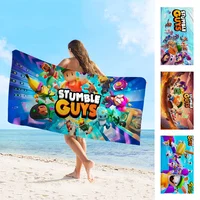 Game Cartoon Stumble-guys Bath Towel Microfiber Soft Water Absorbing Breathable For Girl Kids Decorative Cartoon Beach Towel 2