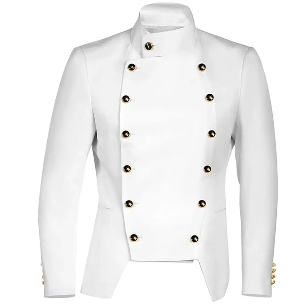 

Мужской Стильный двубортный белый пиджак, новинка 2024, брендовый Повседневный приталенный Блейзер для свадебного костюма, мужской блейзер для сцены и выпускного вечера