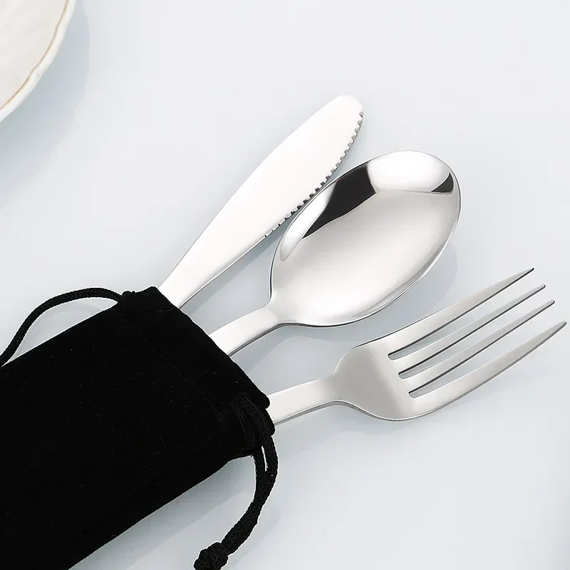 Tableware Outdoor Household Frosted Knife and Fork Spoon Chopsticks Travel Camping Portable Knife and Fork Set Stainless Steel
