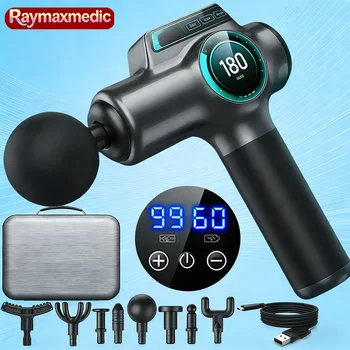 Raymax 99 Speed High Frequency Massage Gun Electric Massager Muscle Relaxation With 8 Heads For Body Fitness Fascia Gun