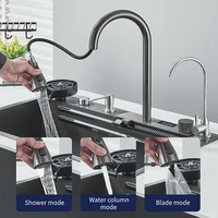 Hownifety Waterfall Sink Kitchen Stainless Steel Topmount Sink Large Single Slot Wash Basin With Multifunction Waterfall Faucet 2