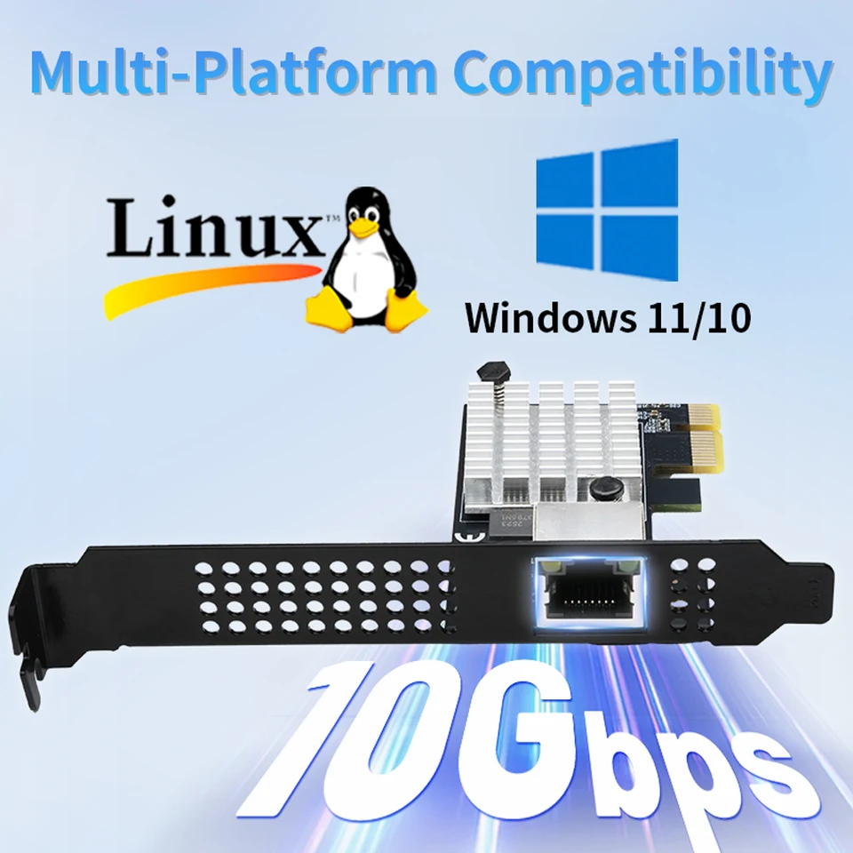 RTL8127 Chip 10G Ethernet Network Card 1 Port PCIe 4.0 X1 10Gbps