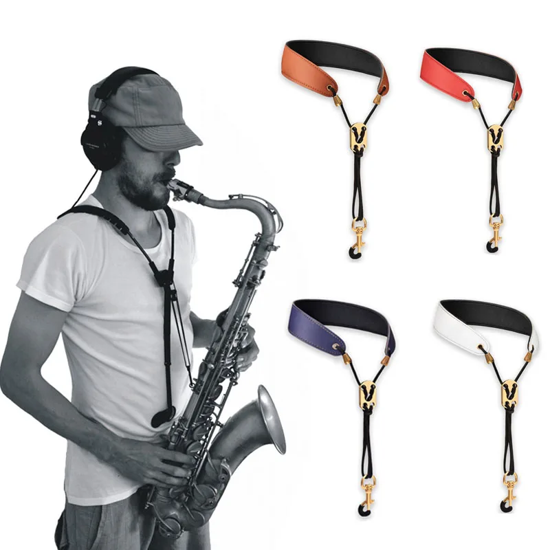 Saxophone Strap Protection Neck For Soprano Tenor Alto Baritone Sax Musical Instrument Leather Saxophone Lanyard Neck Strap saxophone strap saxophone accessories