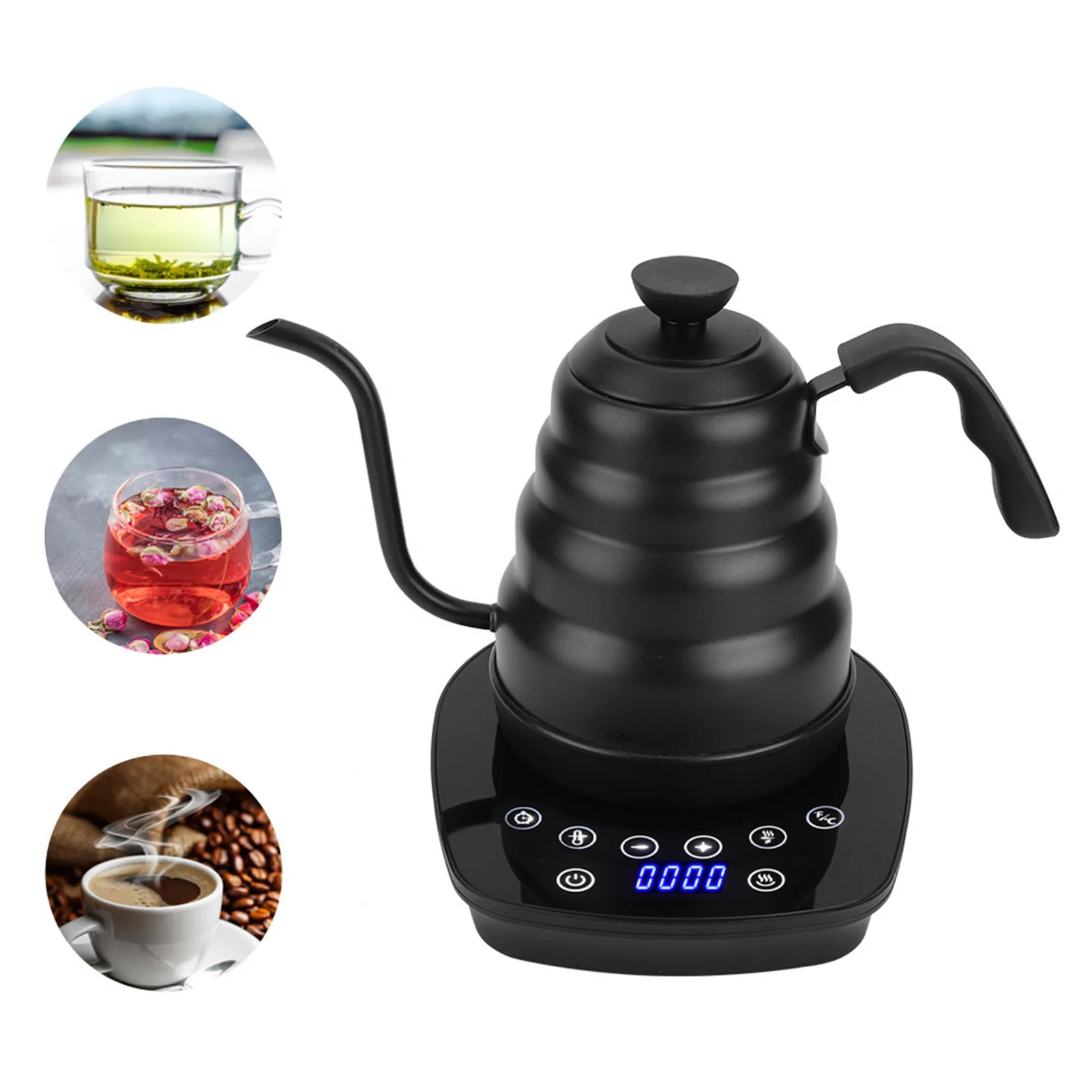 

Electric Coffee Tea Kettle with Display Screen Variable Temperature Control Black EU AC220-240V Gooseneck Coffee Kettle