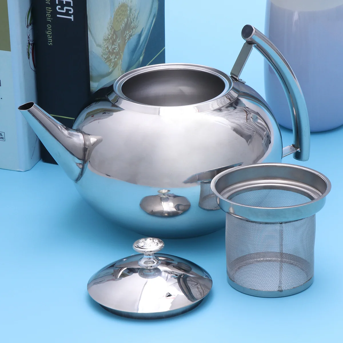 

Stove Tea Kettle Container: 2 Belly Shaped Teapot Stainless Steel Water Teapot with Filter for Stovetop