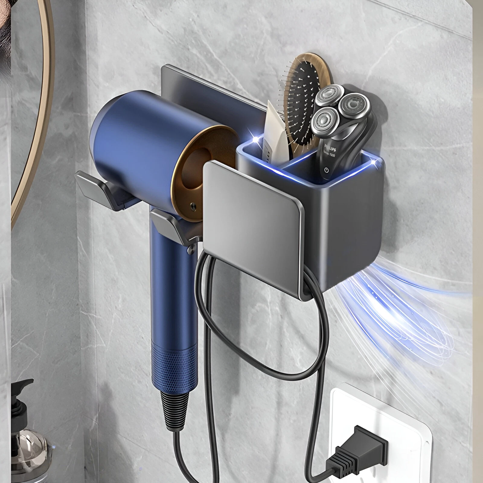 Hair dryer storage rack without punching home bathroom toilet wall hanging Dyson Leifen hair dryer storage shelf