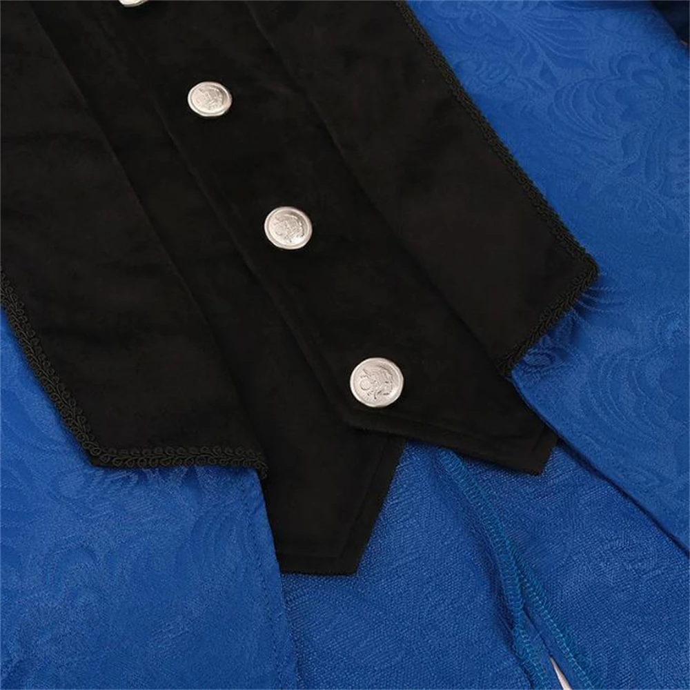 Description Picture 6 of itemMen Steampunk Tail Coat Jacket Black Gothic Victorian Frock Coat Jacquard Clothing Dress Up Blue Trench Spring Autumn