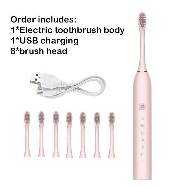 thumbnail image 1 of Cepillo de dientes eléctrico sónico para adultos, cepillo de dientes inteligente con temporizador, limpieza de dientes, blanqueamiento rápido, cepillo de dientes recargable por USB, cabezal de repuest, 1 of 5