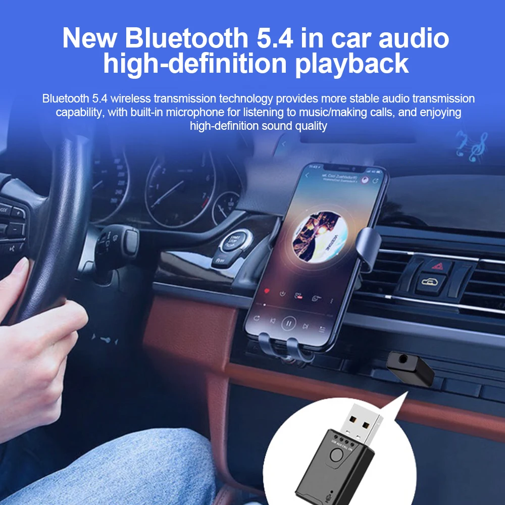 USB Bluetooth 5.4 Adapter Transmitter Receiver Bluetooth Dongle Wireless USB 5.3 Audio Adapter for Computer PC Laptop