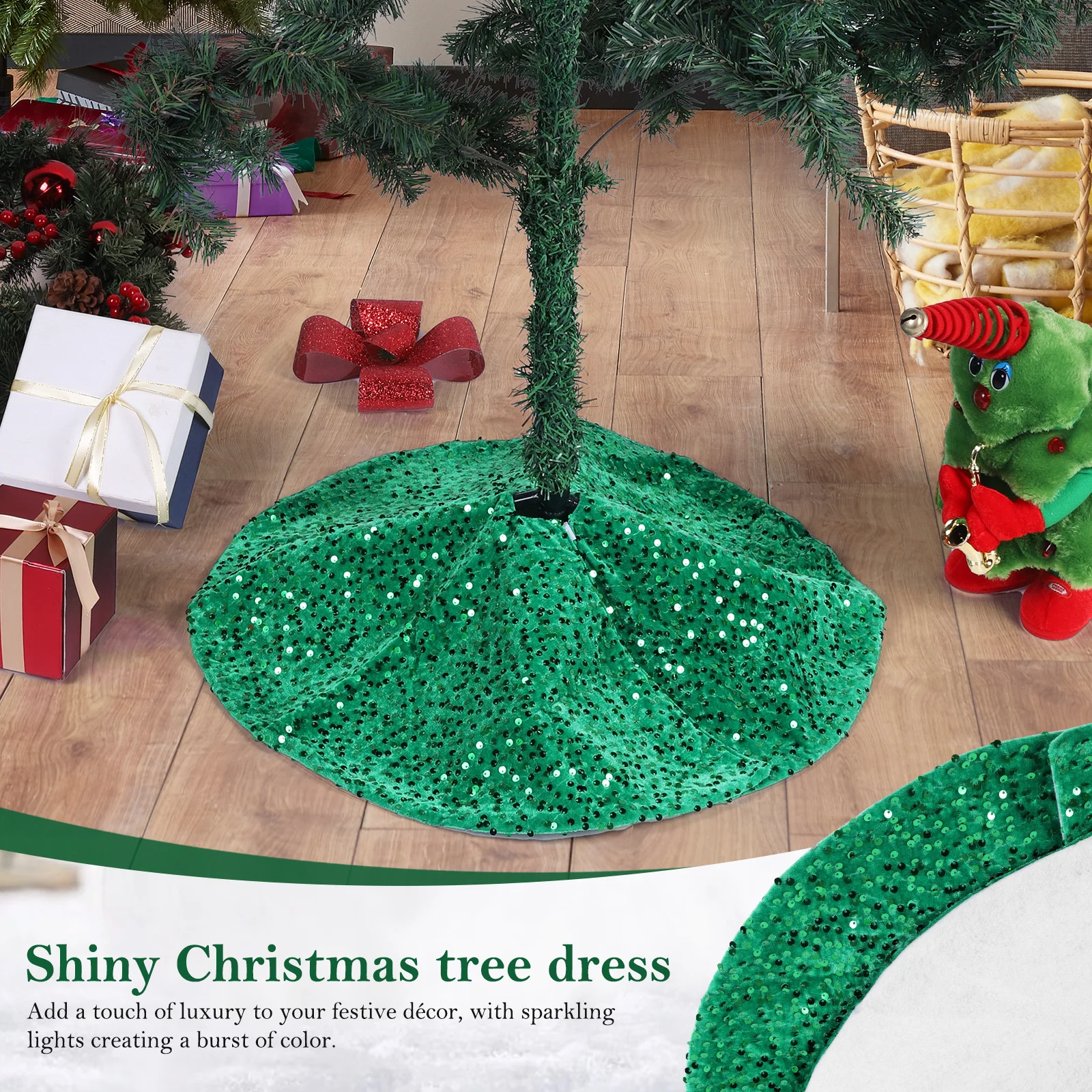 Sparkling Sequin Tree Skirt W/ Small Sequin Mini Xmas Tree Skirts (model 2)