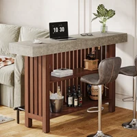 63-Inch Large Home Bar Unit, 2-Tier Mini Bar Table Height Pub Table with Footrest 5