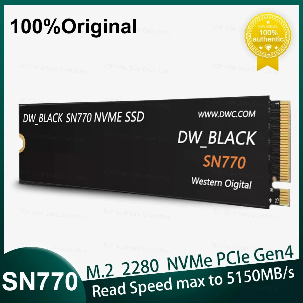 

Western Original DW_BLACK SN770 NVMe SSD 250G 500G 1TB 2TB Gen4 PCIe M.2 2280 3D NAND Internal Gaming Solid State Drive For PC
