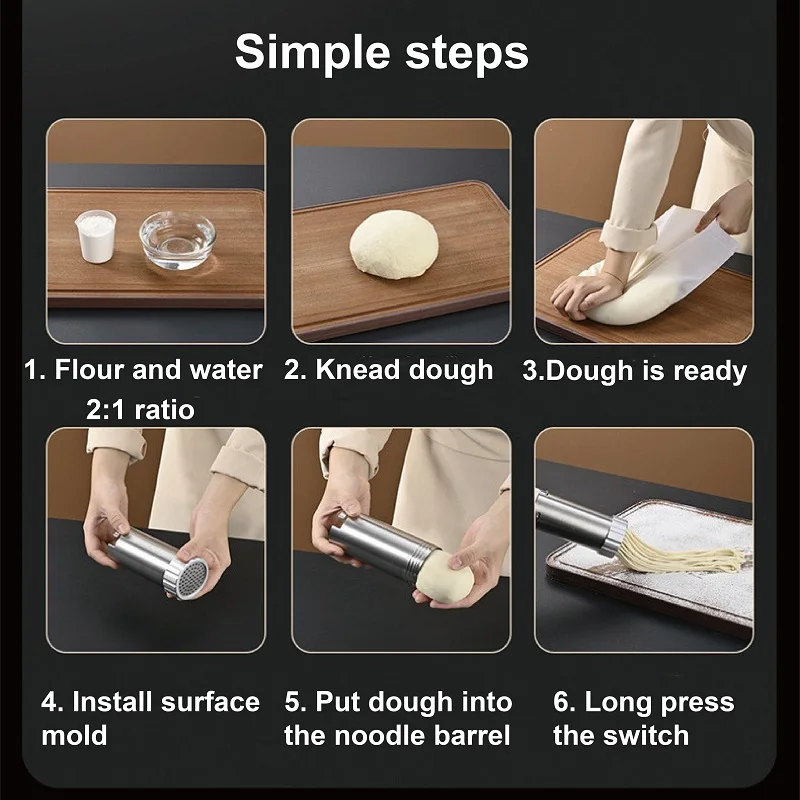 Home Noodle Machine Wireless Handheld Electric Noodle Gun Machine Portable Automatic Dough Pressing 3/5 Molds