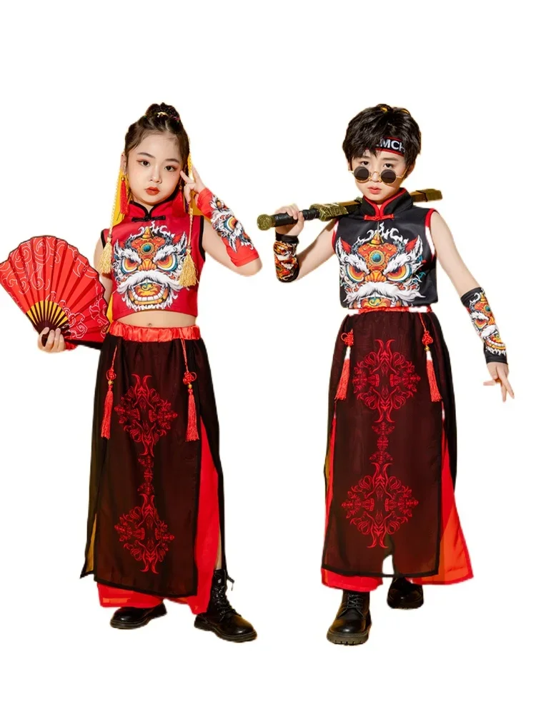 

Children's Chinoiserie performance clothes Model catwalk boys and girls classical China-Chic clothes Pupils' zither performance