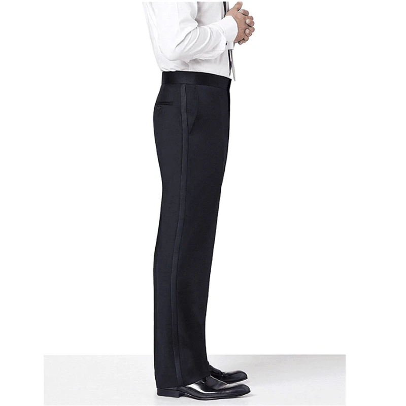 Pantalon noir à rayures en satin pour homme