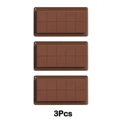 Durable Silicone Chocolate Bar Molds - Easy Release Rectangle (3Pcs)