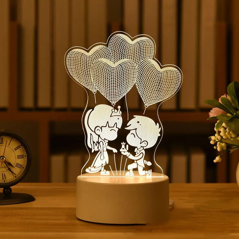 

Romantic Love 3D Acrylic LED Lamp For Home Children's Night Light Table Lamp Birthday Party Decor Valentine's Day Bedside Lamp
