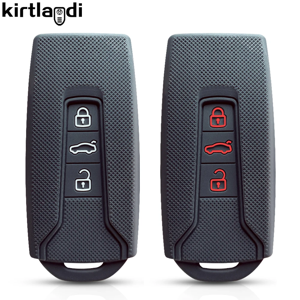 KUNIO Custodia per chiave auto adatta per VW Touareg 2018 2019 2020 2021 2022 protezione chiave in metallo cover 3 tasti portachiavi B nero