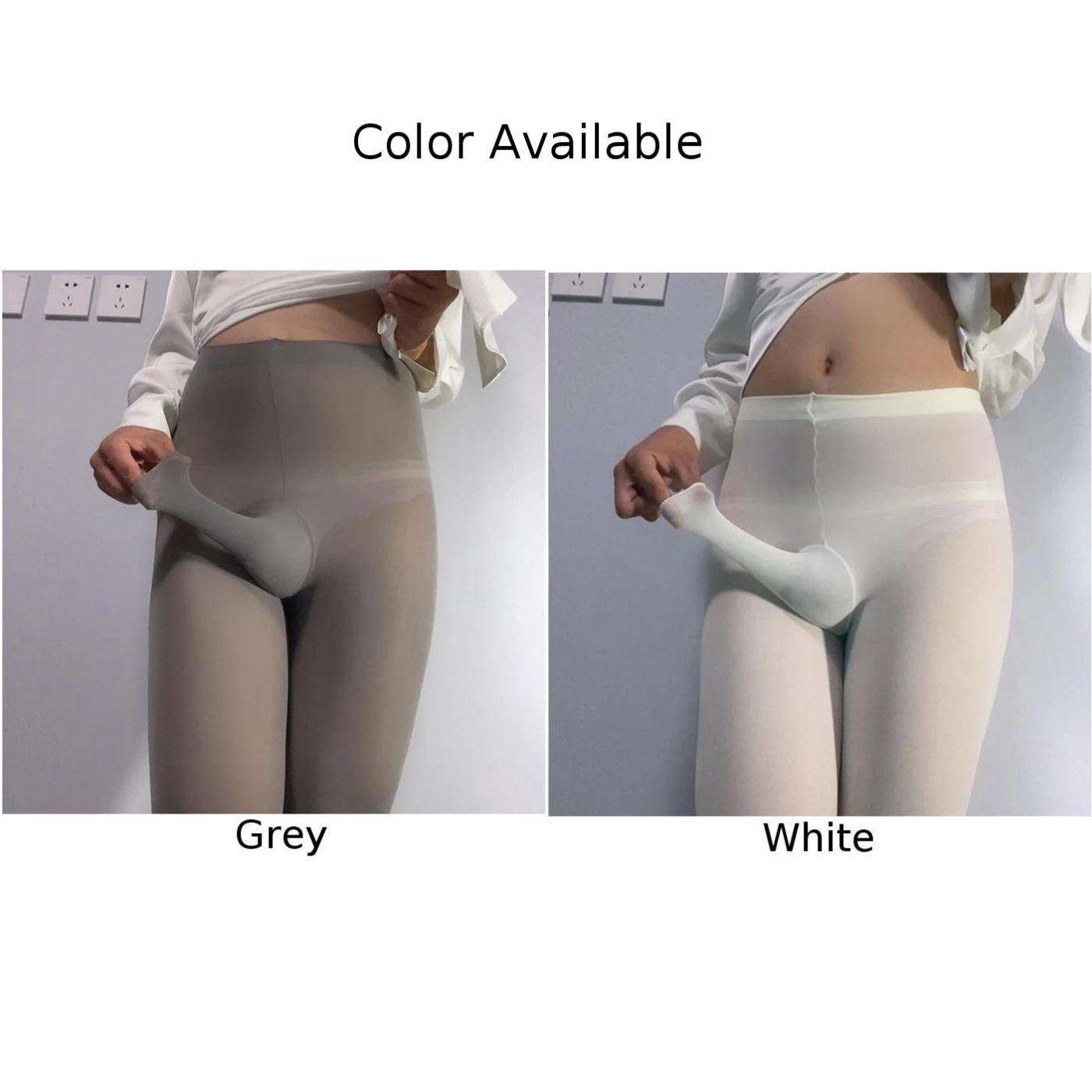 Men Stockings Sissy Pantyhose Solid Tights Pouch Sleeve Erotic Lingerie See Through High Elastic Ultra Thin Underwear mens pantyhose