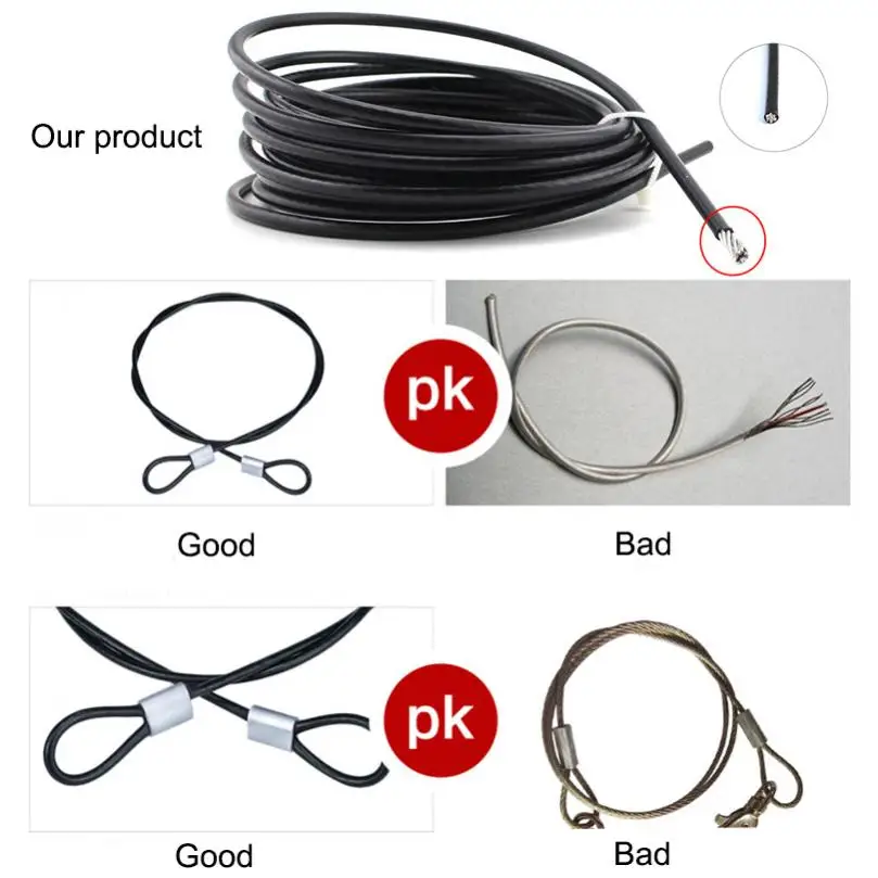 1/8 Inch 30m Wire Nylon Coated Rope Stainless Steel Aircraft Cable Hanging Kit for String Lights Clothes Line M3 Thimble Rigging