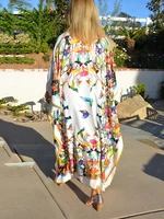 Beach Dresses Bird Bohemian Kaftans for Women 2025 New Loose Bikini Cover Ups Maxi Robe Elegant Bathing Suits - Image 2