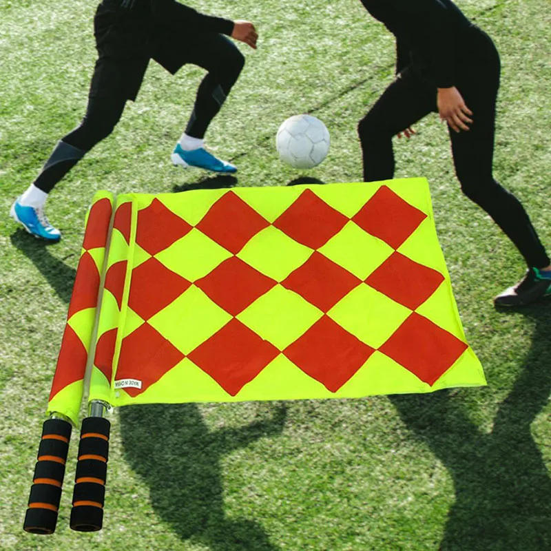 Soccer Referee Flag Competition Football Small Grid Shape Linesman Flags Referee Equipment 1/2 Pcs